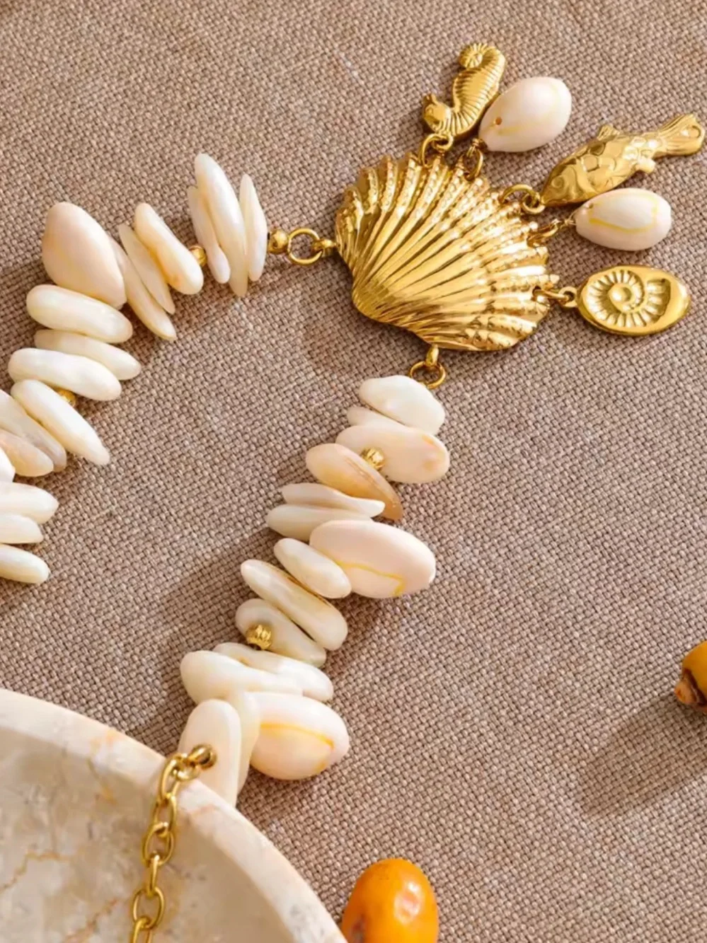 Couture Gold Shell White Mother-of-Pearl Necklace